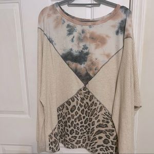 Womens LS waffle knit top